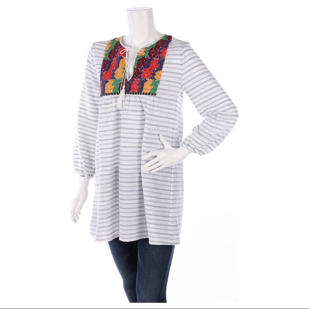 J.Crew Embroidered Striped Tunic Dress, size M